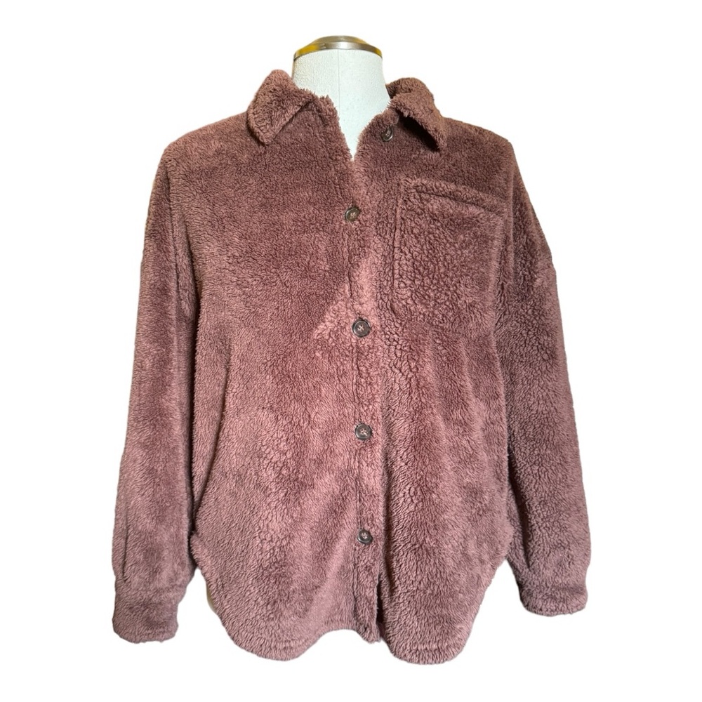 PacSun Homecoming Teddy Button Down Brown Jacket - Picture 9 of 14